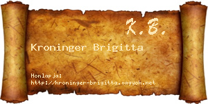 Kroninger Brigitta névjegykártya